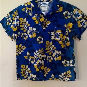 Vintage Kkds Aloha Floral Hawaiian Boys Shirt Size 7